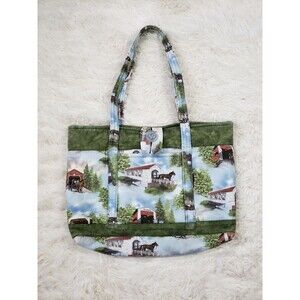 Women's Horses Print Tote Shoulder Handbag Cotton